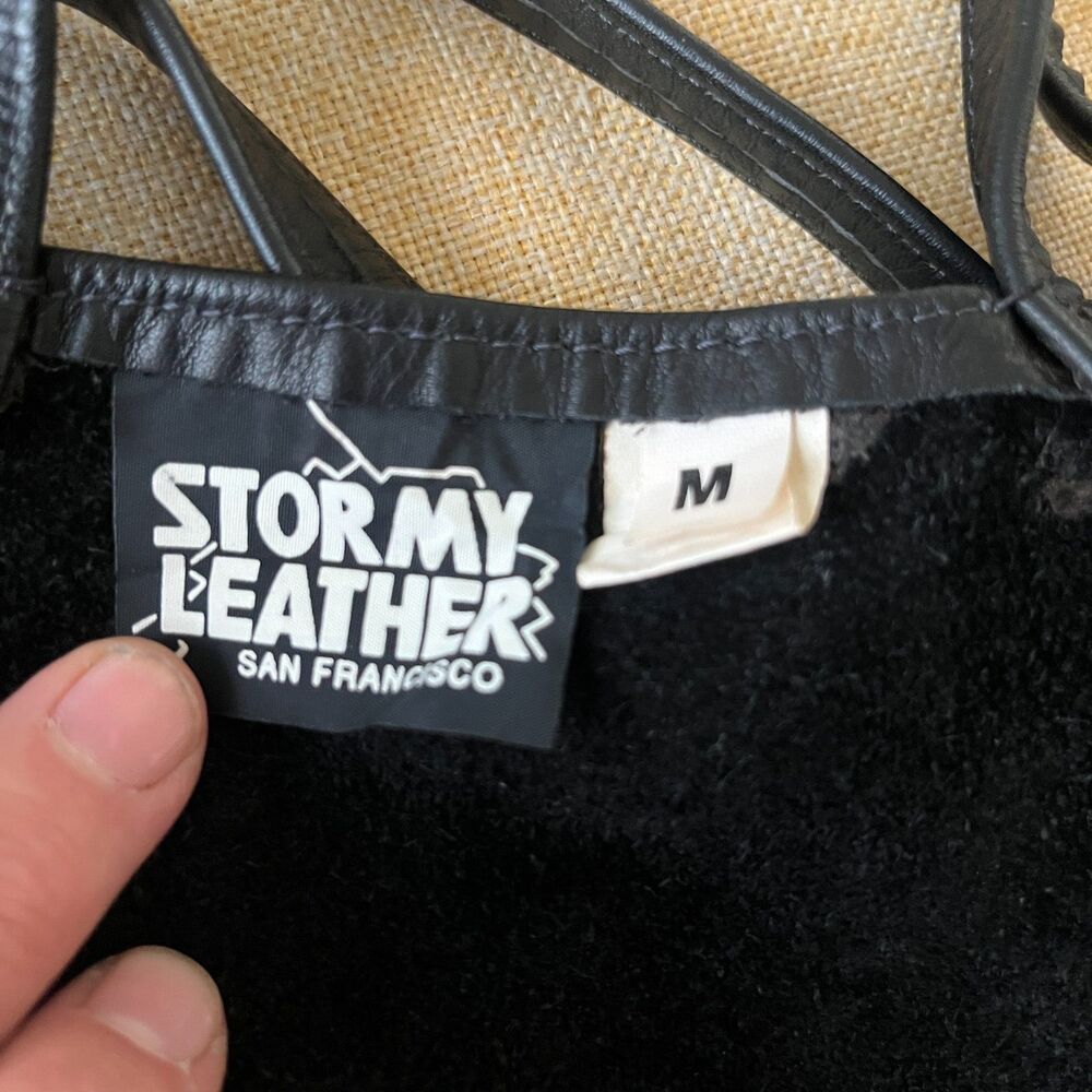 Vintage Leather Under Bust Harness Style Waist Cincher Corset - Y2K Goth Punk - Picture 3 of 9